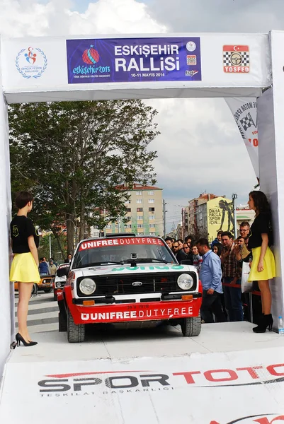 Mai 2014 Eskisehir Türkei Rallye Teilnehmer Zieleinlauf Feiern — Stockfoto