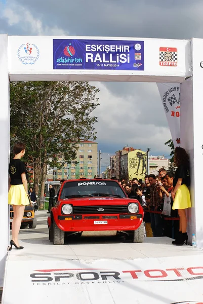 Mai 2014 Eskisehir Türkei Rallye Teilnehmer Zieleinlauf Feiern — Stockfoto