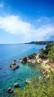 Manzara sahil şeridi Lloret de Mar, Costa Brava, Katalonya, İspanya