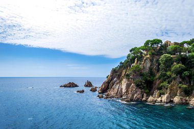 Manzara sahil şeridi Lloret de Mar, Costa Brava, Katalonya, İspanya