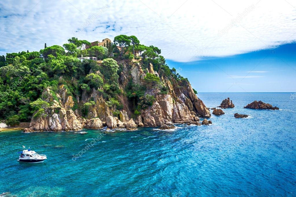 Landscape coastline Lloret de Mar, Costa Brava, Catalonia, Spain