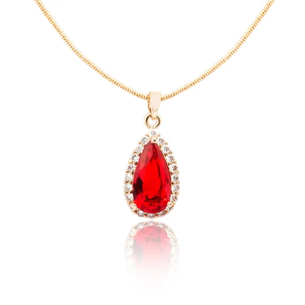 Ruby pendant isolated on white — Stock Photo, Image
