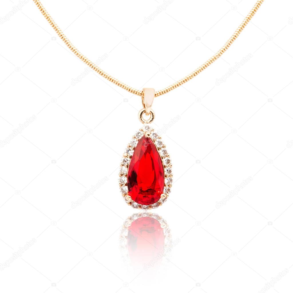 Ruby pendant isolated on white