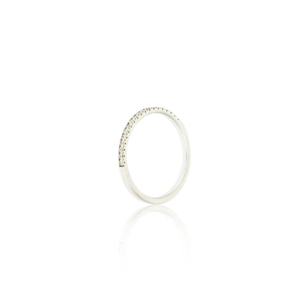 Bague en diamant argent isolé sur blanc — Photo