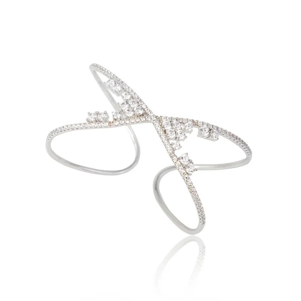 Zilveren Diamant Armband geïsoleerd op wit — Stockfoto