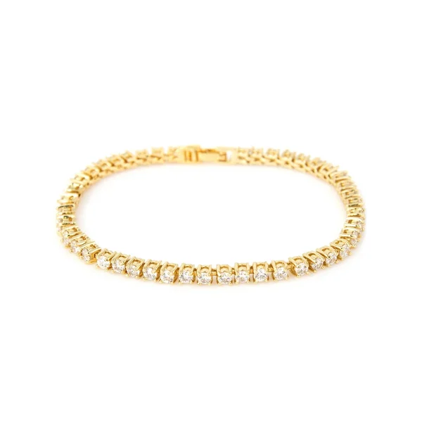 Pulseira de diamante dourado isolado no branco — Fotografia de Stock