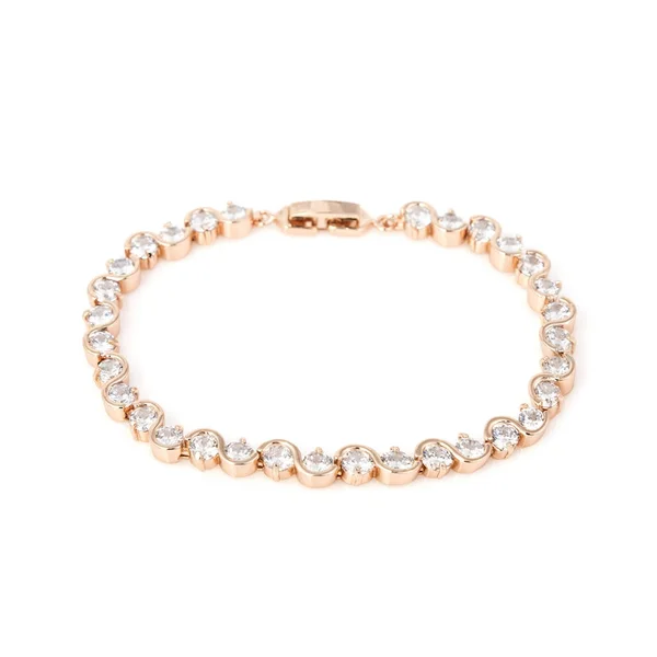 Bracelet en diamant doré isolé sur blanc — Photo