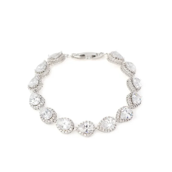 Silver diamond bracelet isolated on white — Stock Photo, Image