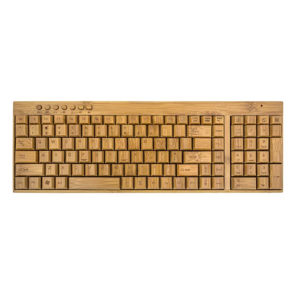 Trådlöst trä tangentbord isolerad på vit — Stockfoto