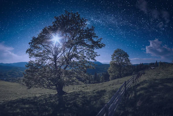 Majestuosa noche en un valle de los Cárpatos — Foto de Stock
