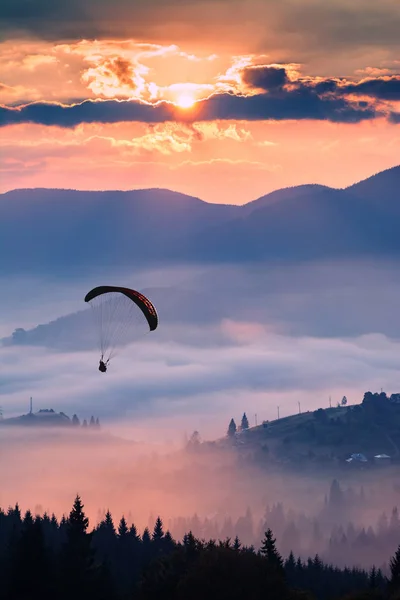 Silhuetten av paraglider i luften — Stockfoto