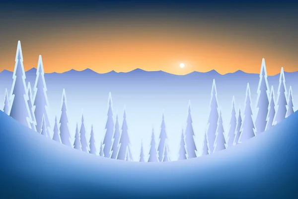 Karpat Kış Vadisinin Görkemli Bir Resmi Sabah Işıklarıyla Aydınlatılmış Karla — Stok Vektör