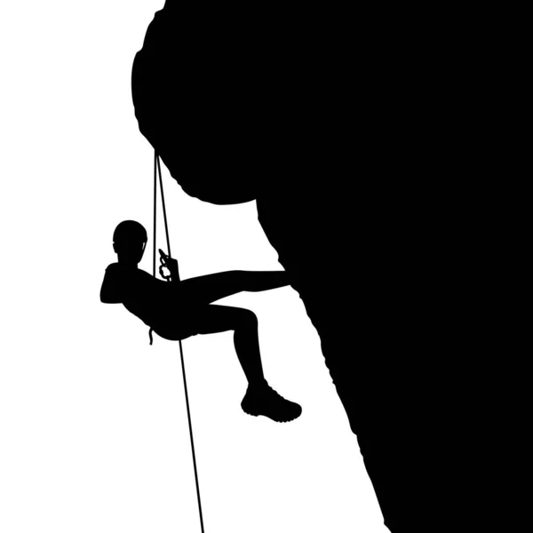 Silhouette Climber Cliff Vector Illustration Eps — Stock Vector