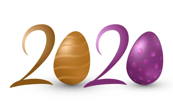 Buona Pasqua 2020 Anno Sfondo Bianco Illustrazione Vettoriale — Vettoriale Stock