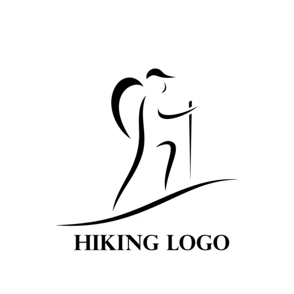 Logo Petualangan Siluet Pendaki Garis Sederhana Ilustrasi Vektor Eps - Stok Vektor