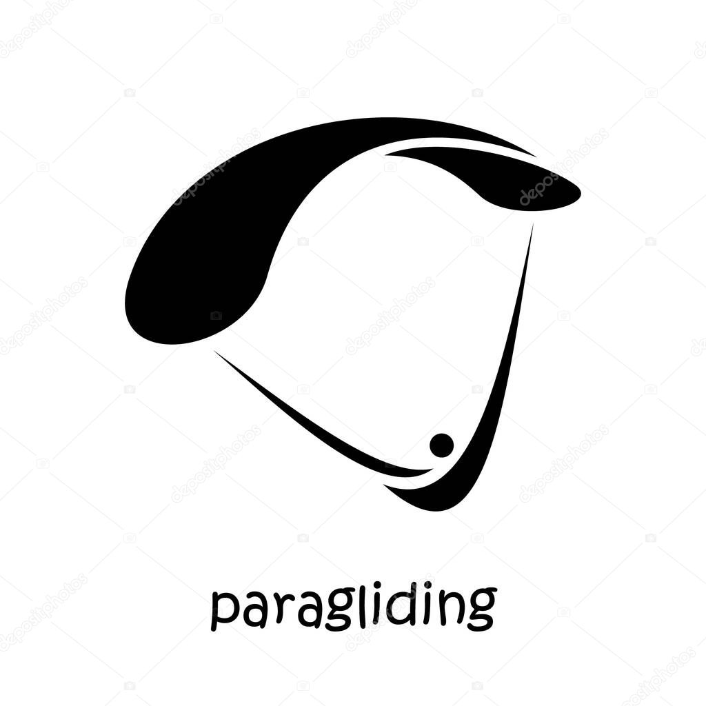 Creative modern hand drawn logo for paragliding sport. Vector illustration, EPS 10.