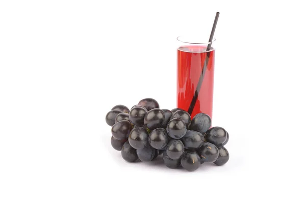 Friss szőlő gyümölcslé és gyümölcs, fehér háttér — Stock Fotó