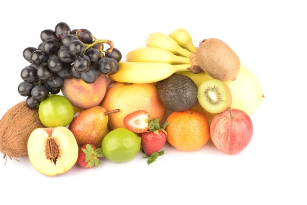 Surtido de frutas exóticas aisladas en blanco — Foto de Stock