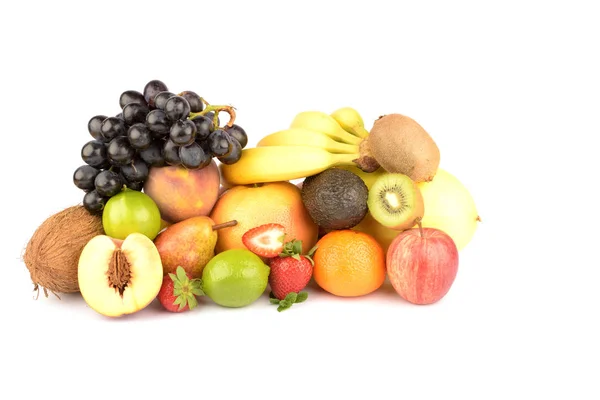 Surtido de frutas exóticas aisladas en blanco — Foto de Stock