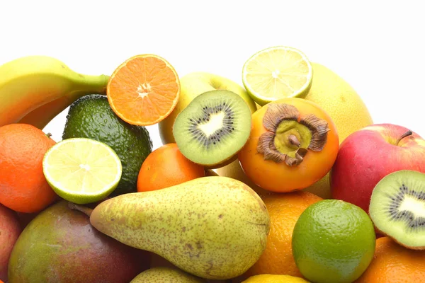 Surtido de frutas exóticas aisladas en blanco — Foto de Stock