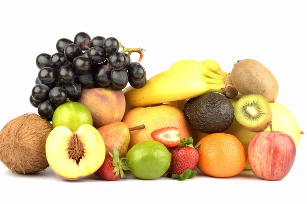 Beyaza izole edilmiş egzotik meyve çeşitleri