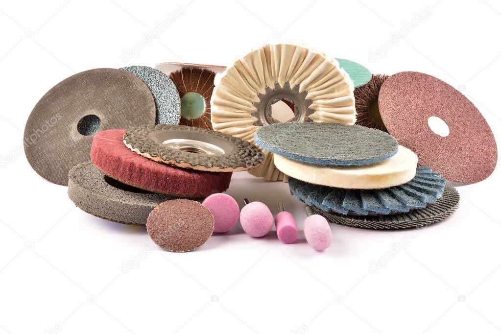 Abrasive wheels isolated on a white background