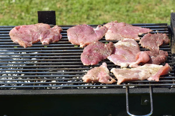 Gegrilde varkensvlees biefstuk op de grill — Stockfoto