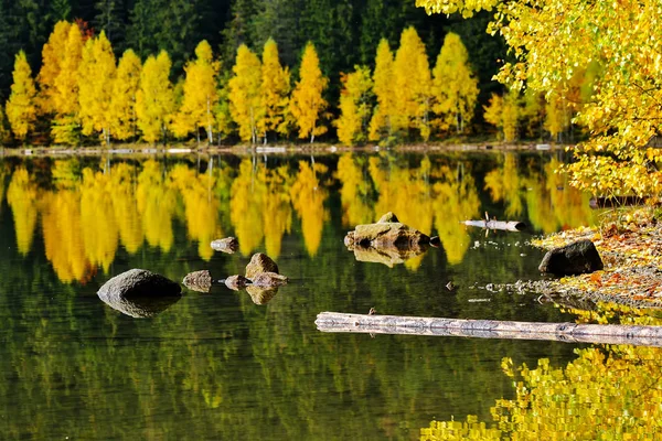 Autumn landscape. Saint Ana lake in Romania, the only volcanic lake in Europe, formed in a crater of a dead volcano Stock Image