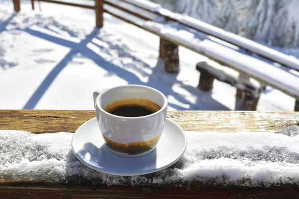 Rano Kawa Czas Zimy Odkryty — Zdjęcie stockowe