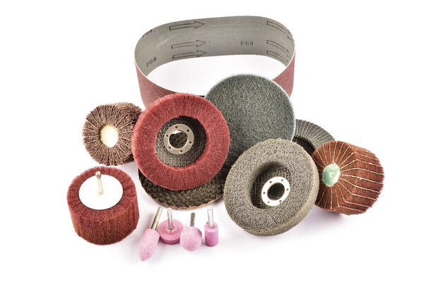 Abrasive wheels on a white background