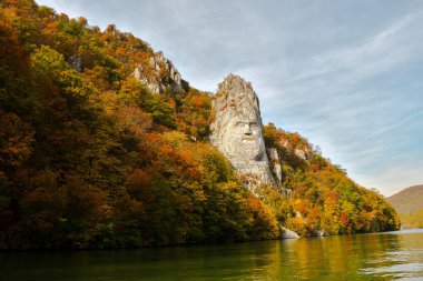 The rock sculpture of Decebalus located near the city of Orsova clipart