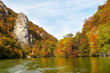 The rock sculpture of Decebalus located near the city of Orsova clipart