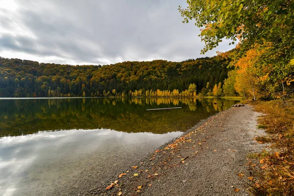 Paisaje Otoño Lago Santa Ana Rumania Único Lago Volcánico Europa — Foto de Stock