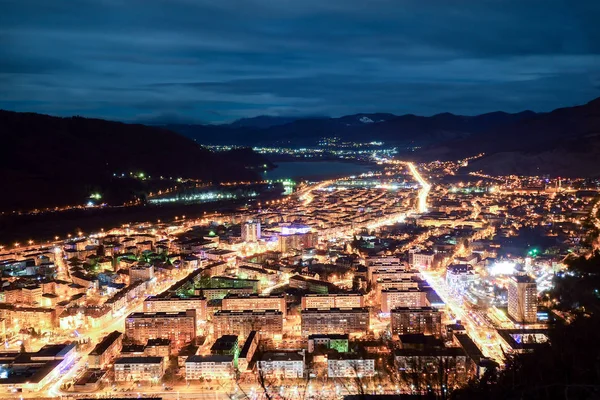 Scène Nocturne Vue Vers Haut Piatra Neamt Roumanie — Photo