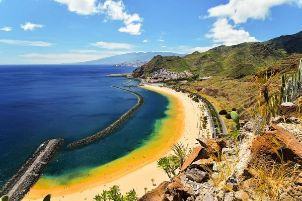 Pemandangan Pantai Las Teresitas Dengan Pasir Kuning Lokasi Santa Cruz — Stok Foto