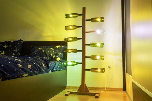 Modern lamp from wine bottle