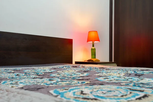 Lamp Night Table Next Bed — Stock Photo, Image