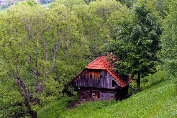 Krajobraz Drewnianym Domem Domek — Zdjęcie stockowe