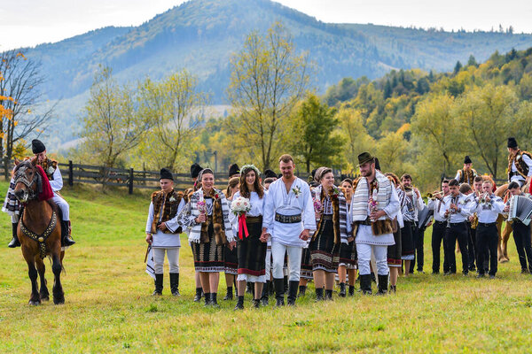 Vama, Suceava, Romania, 28 Sebtember 2019: Traditional weding whit traditional wearing in Bucovina