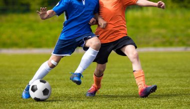 Çocuklar için eğitim ve futbol futbol turnuvası. Gençlik futbol rekabet. Genç oyuncular için futbol maçı