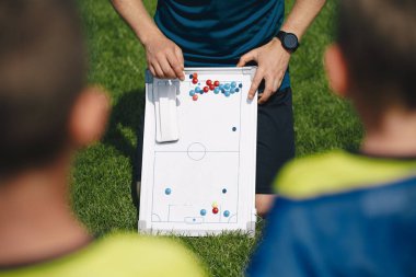 Spor koçu antrenmandaki futbol stratejisini açıklıyor.. 