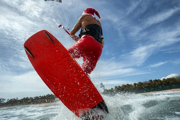 Santa Clau - Kiteboarding Rider — Stock Photo, Image