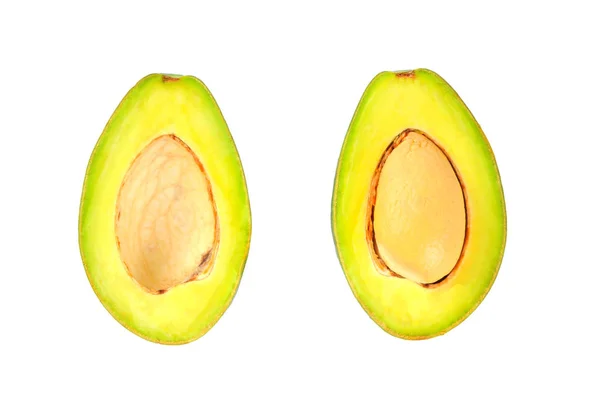 Half sliced avocado avocado isolated on white background. Top vi — Stock Photo, Image