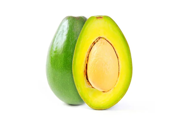 Single and half sliced avocado isolated on white background. — Stock Photo, Image