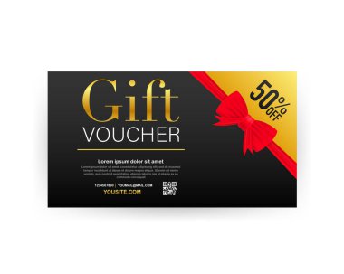 Altın şablon hediye kartı. Tanıtım kodu. Kupon kodlu Vektör Hediye Fişi. Vektör stok illüstrasyonu.