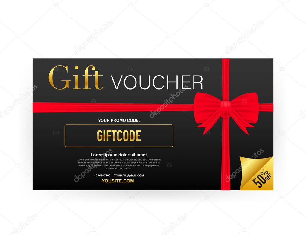 ✓ Template gold gift card. Promo code. Vector Gift Voucher with Pertaining To Gift Card Template Illustrator