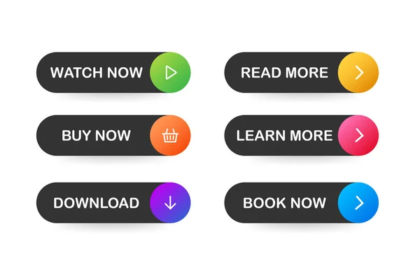 ベクトルのセットは、現代のトレンディーなフラットボタン。主な形の異なる色. — ストックベクタ