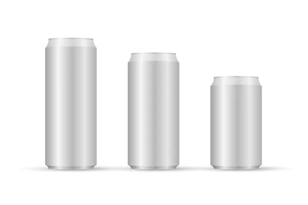 Bidones de Aliminum. Blanco puede vector visual, ideal para cerveza, cerveza, alcohol, refrescos, refrescos . — Vector de stock