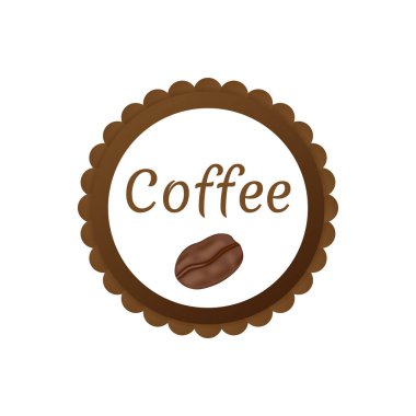 Kahve etiketi. Rozet, simge, pul, logo. Vektör stok illüstrasyonu.