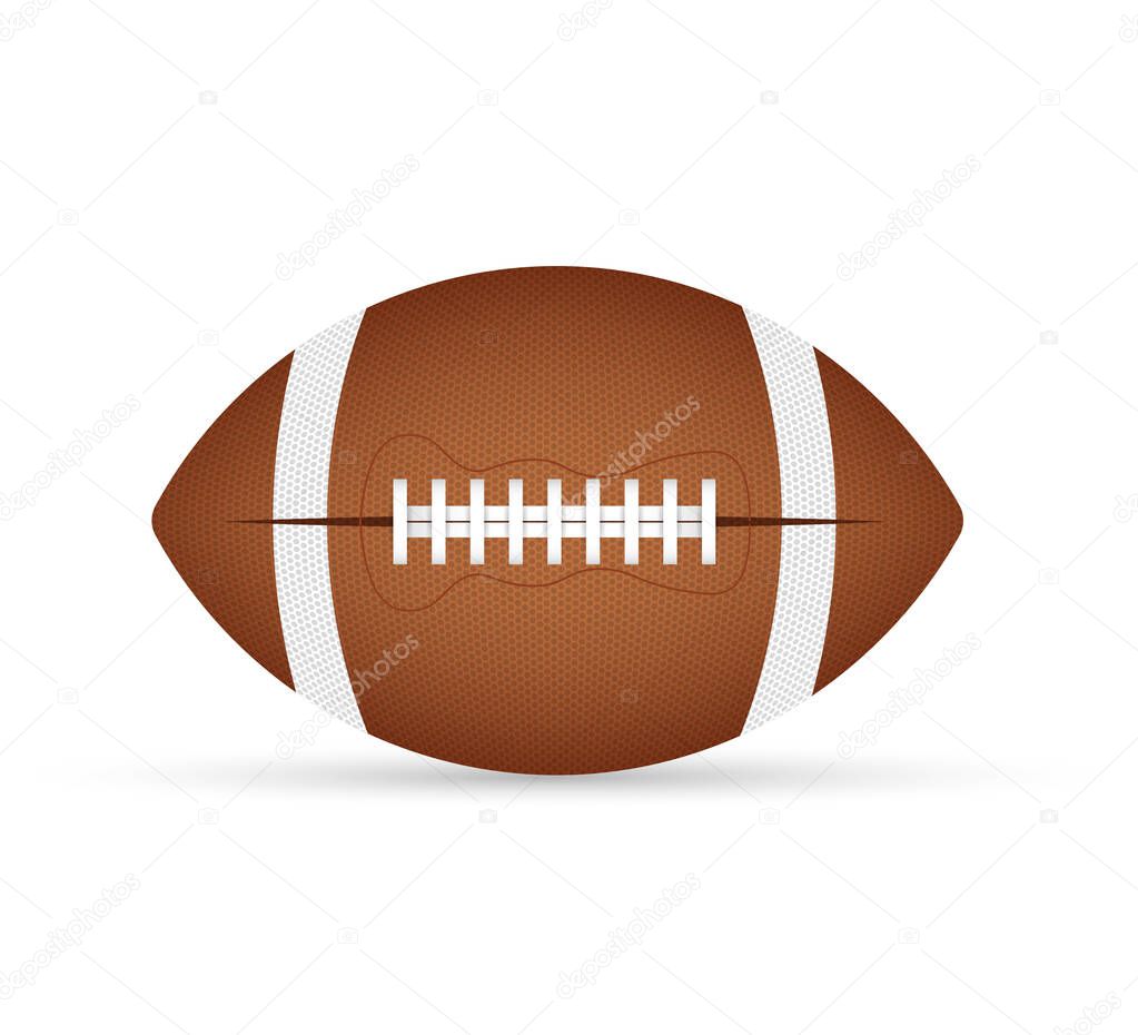 A realistic vector stock illustration of an American football on a white background.